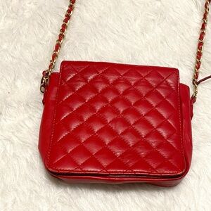 Vintage tannery west genuine leather Red Quilted Crossbody Bag